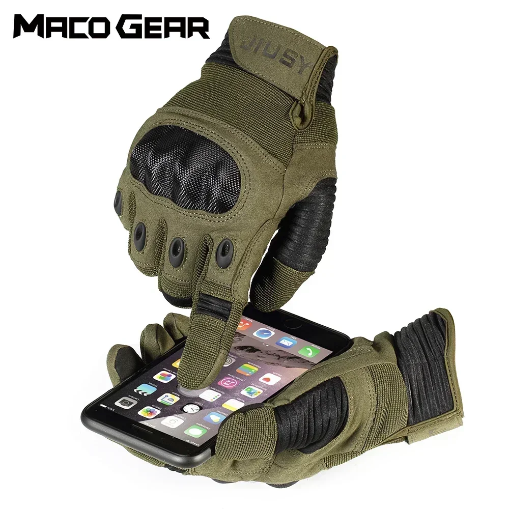 Guanti touch screen tattici da uomo con dita intere Equitazione Ciclismo Bici Sci Allenamento Arrampicata Airsoft Caccia Combattimento Guanto