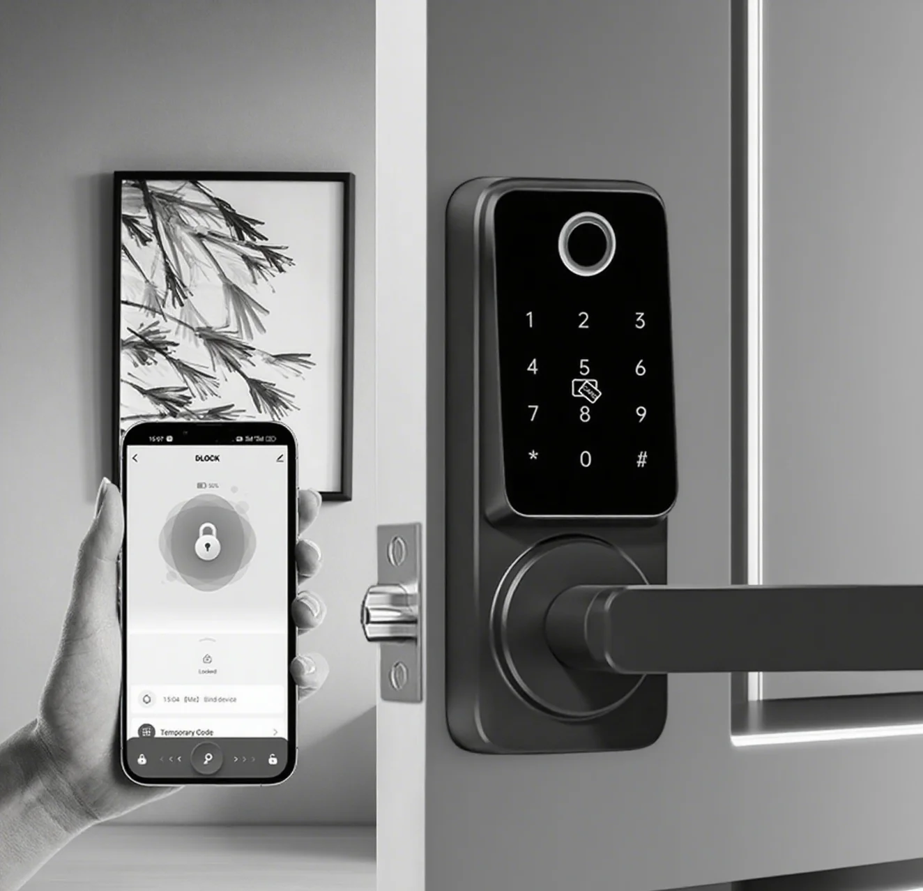 Cerradura inteligente Ttlock, cerradura de puerta inteligente para puerta delantera americana residencial, cerraduras de puerta internas digitales
