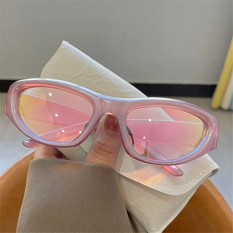 Y2K Style Punk Sports Sunglasses Women Men Steampunk Cat Eye Sun Glasses Mirror Fashion Eyewear Vintage Shades Eyeglasses