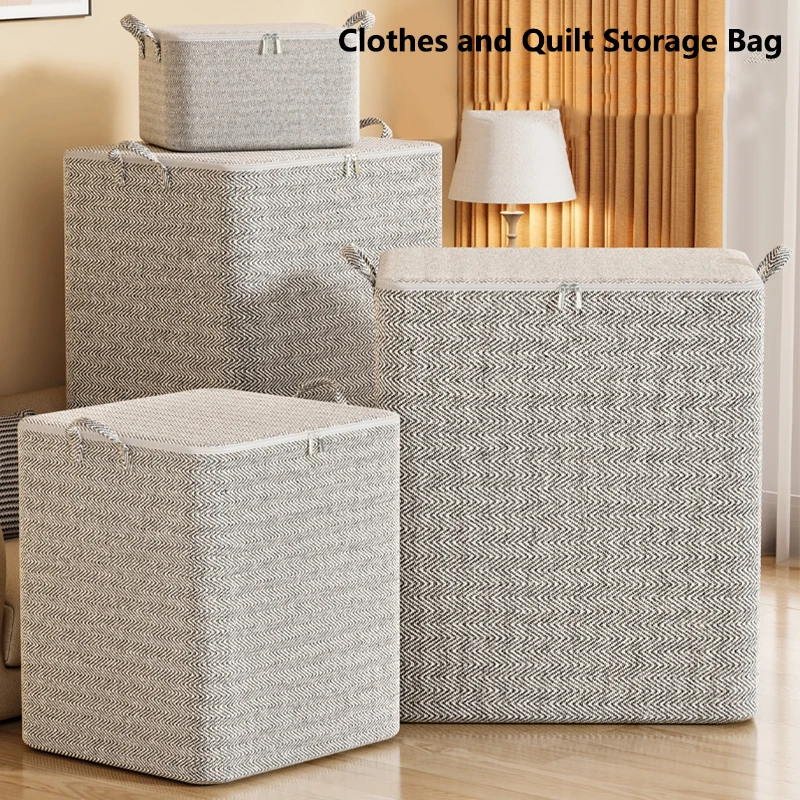 

Non-woven Quilt Storage Bag with Lids Zipper Foldable Clothes Quilt Toy Organizer Box Large Capacity Dustproof Organizers Bag