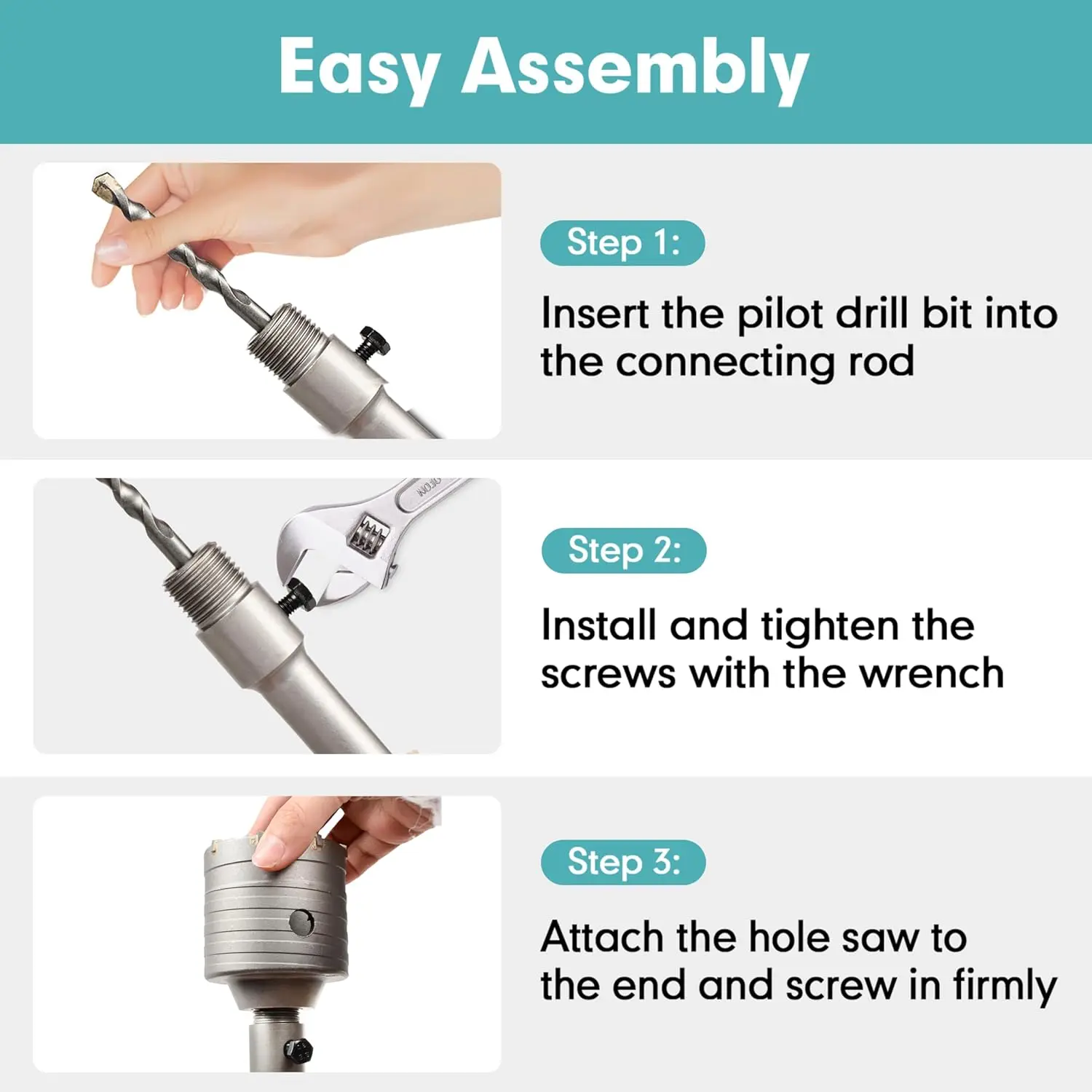 벽돌, 시멘트 및 타일 드릴링용 SDS Plus/Max 샹크가 포함된 9피스 콘크리트 홀쏘 키트