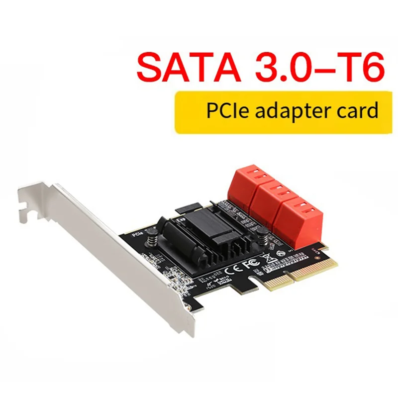 

Upgraded 6 Port Pci Express Sata Pcie 4X To 6 Port SATA3.0 For HDD SSD With 8Cm/12Cm Bracket