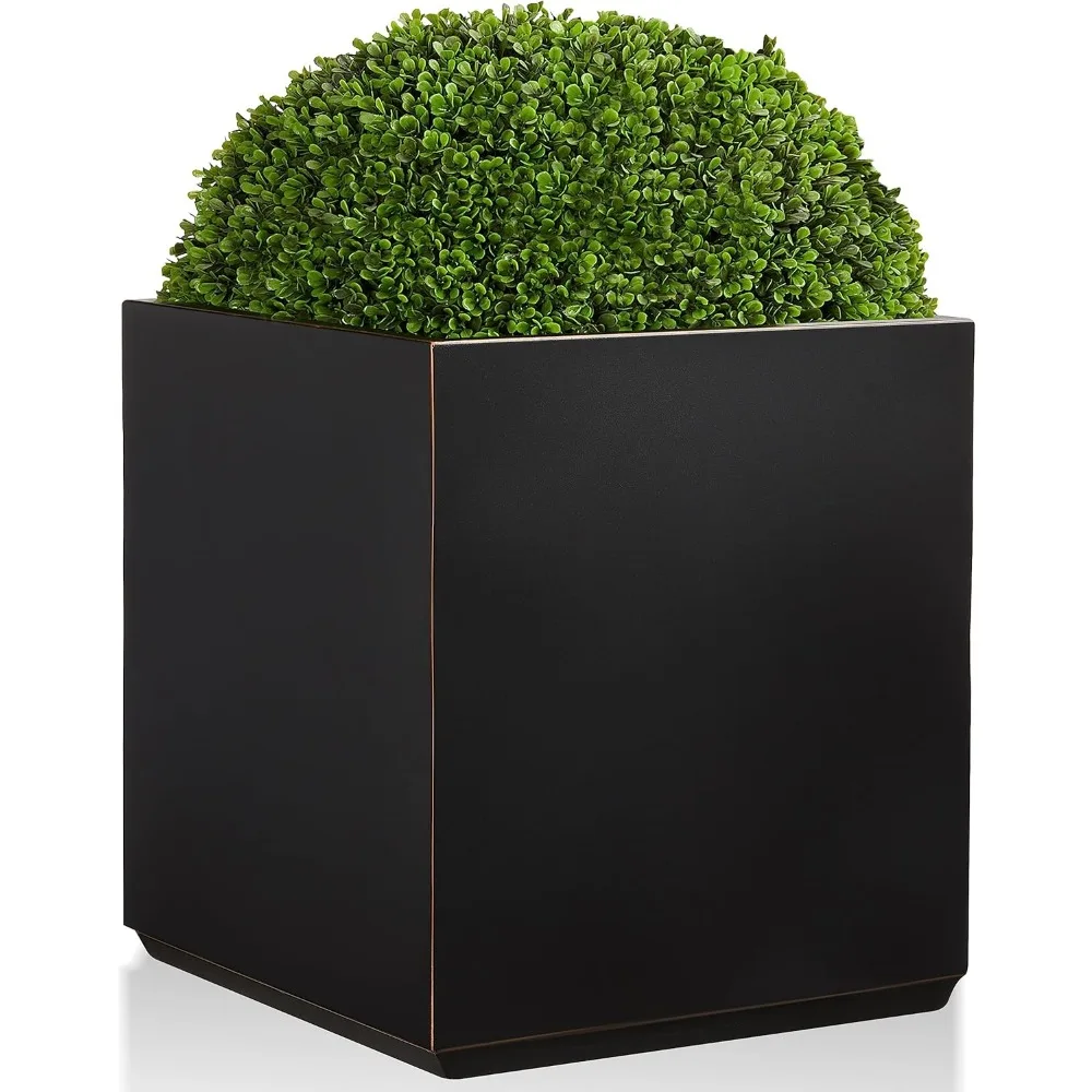 

Metallic Heavy Cube Planter Box, No Assemble, Seamless Large Square Planter for Trees, Plants and Flowers 21”Lx21”Wx24”H 35Pound