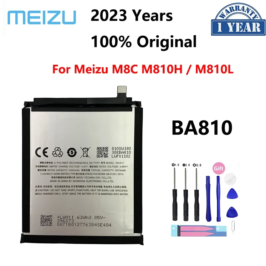 100% Original 3070mAh BA810 Battery For Meizu M8C M810H M810L Replacement Phone Batteries Bateria