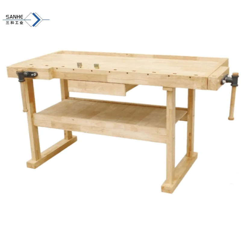 Double Seat Woodworking Table Rubber Wood Solid Wood DIY Woodworking Carving Table