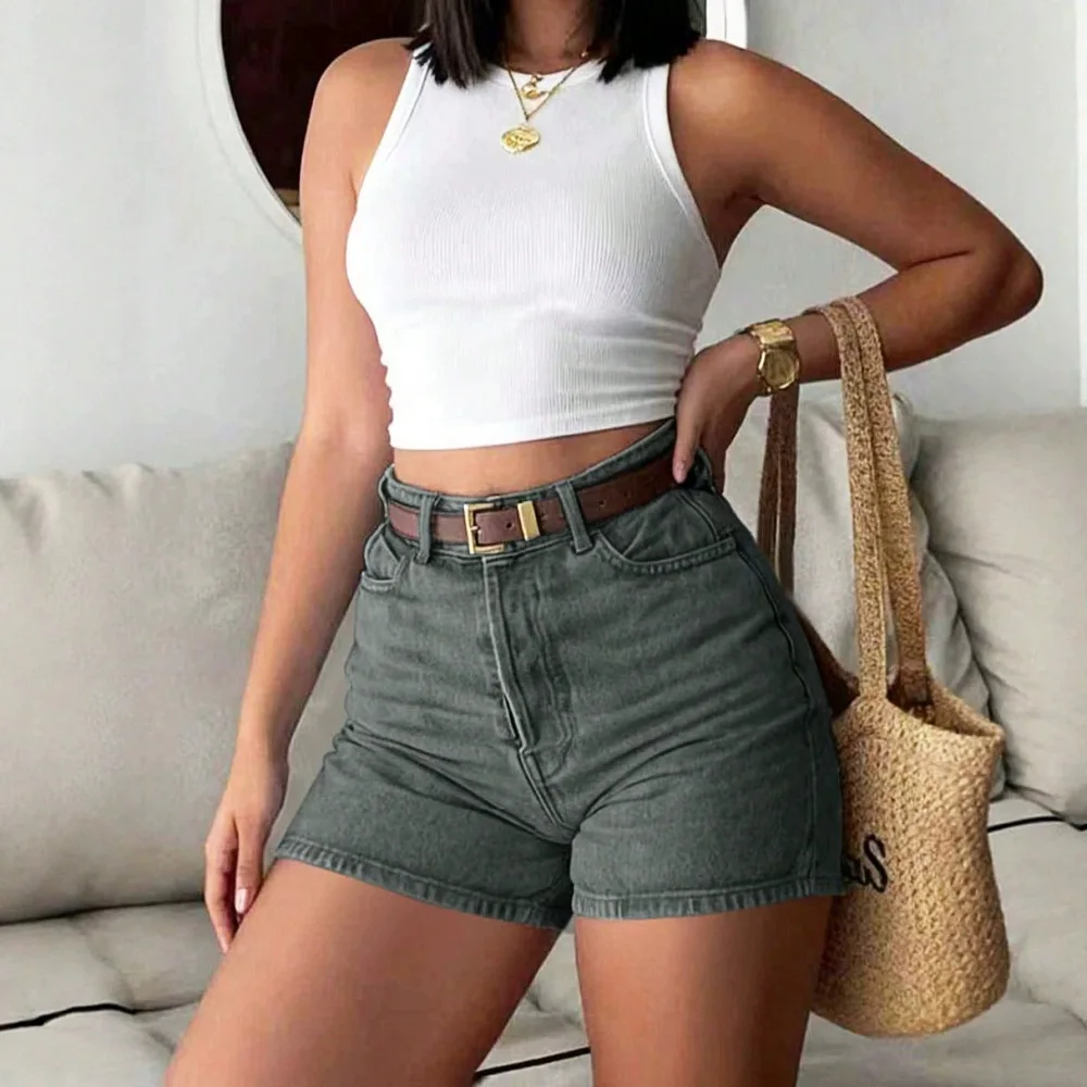 Women Summer Denim Shorts High Waist Retro Slim Skinny Stretch Jean Hot Short Pants for Ladies view 3