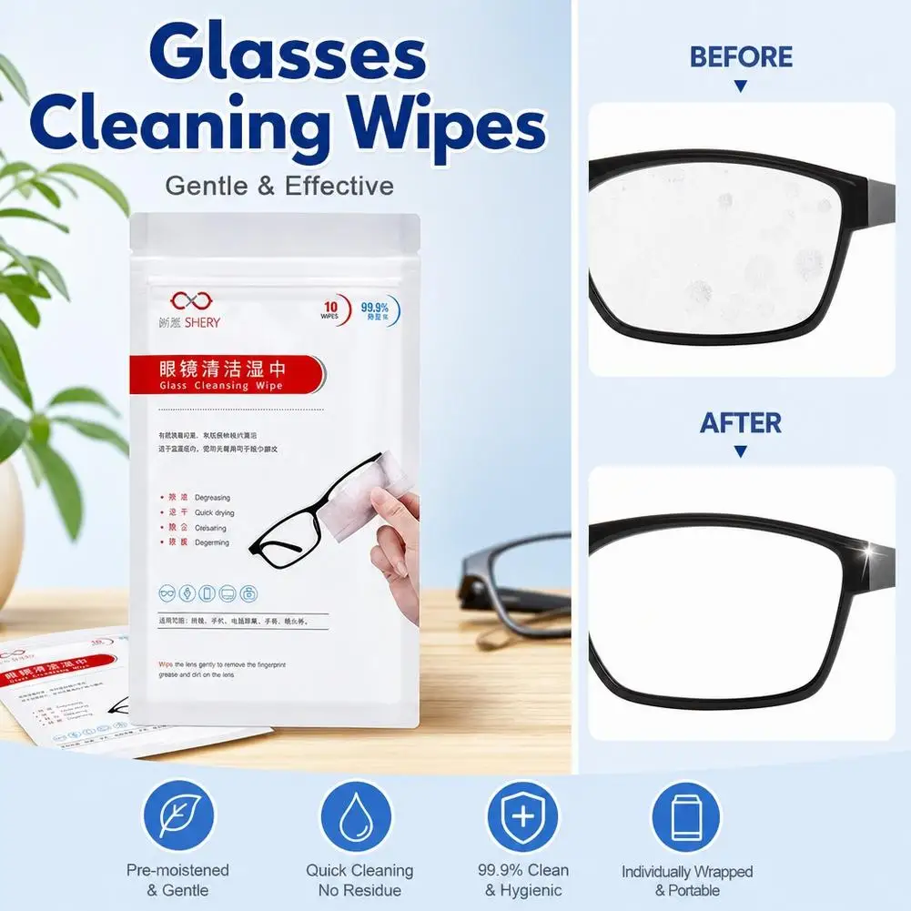 Anti-Fog Lens Cleaning Wipes 100Pcs Individually Packaged For Eyeglasses Phones & Tablet Screens