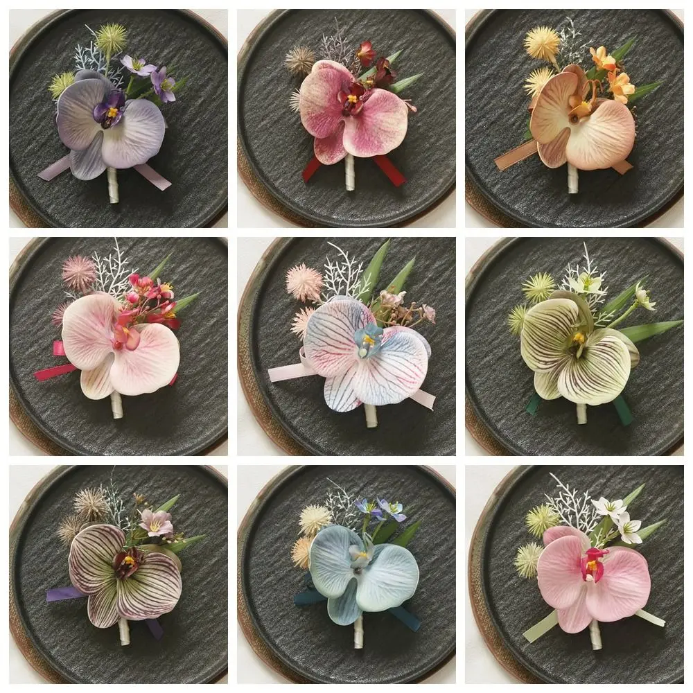 Butterfly Orchid Bridegroom-bride Corsage Fashionable Delicate Pearl Wrist Flower Artificial Flower Wedding Accessories - view 6