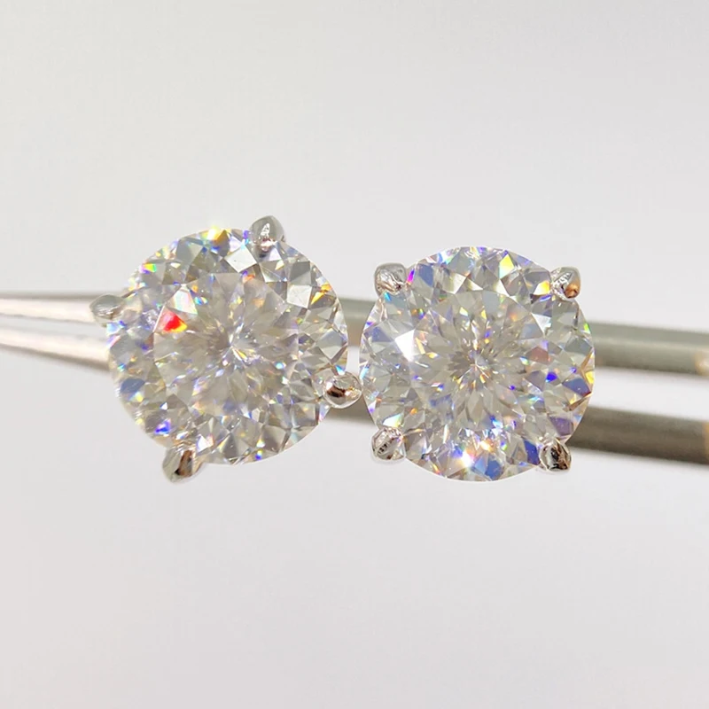 Hip Hop Real D Color Moissanite Stud Earrings For Women BirdNest Cut 925 Sterling Silver Sparkling Earring Birthday Gift Jewelry