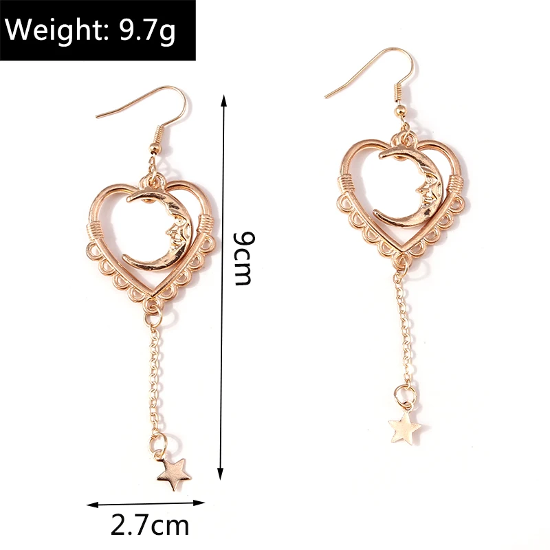 Ethnische Legierungs-Ohrringe mit Herzanhänger für Damen und Mädchen, Party- und Festival-Schmuck, Geschenke – Detail 20