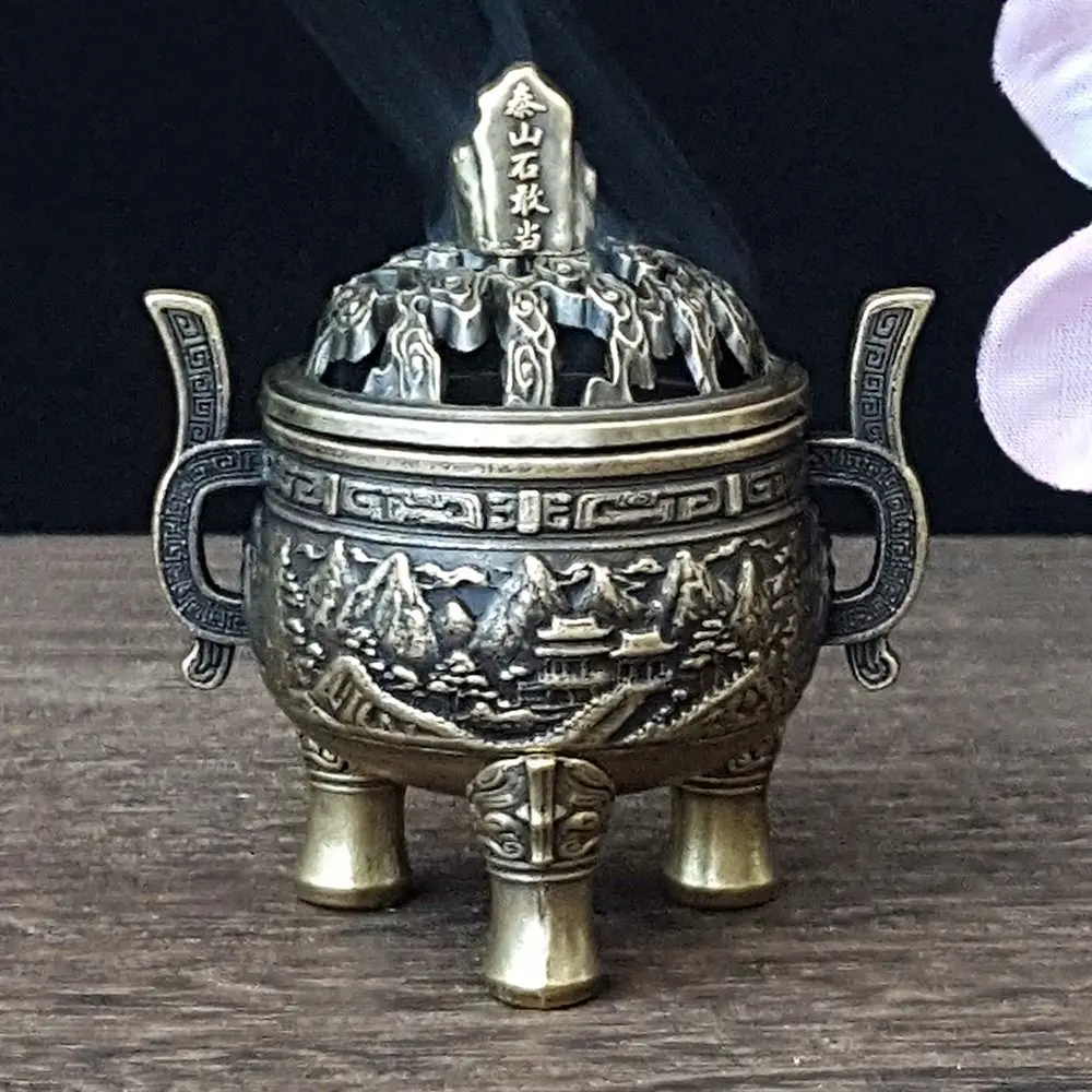 New Chinese Style Incense Burner Alloy Mini Fragrance Holder Bat Plum Blossom Lucky Charm Three Legged Stove Home Decoration