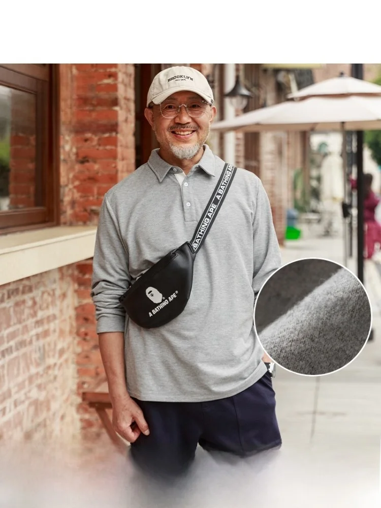 

Утепленная теплая футболка с длинным рукавом из вулканического флиса для мужчин среднего и старшего возраста, свободного кроя, модный городской стиль