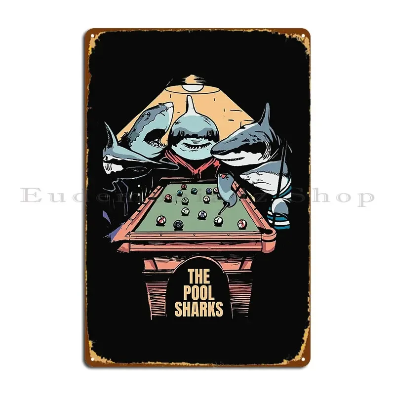 The Pool Sharks Funny Parody Painting Metal Signs Club Club Personalized Club Bar Living Room Tin Sign Poster