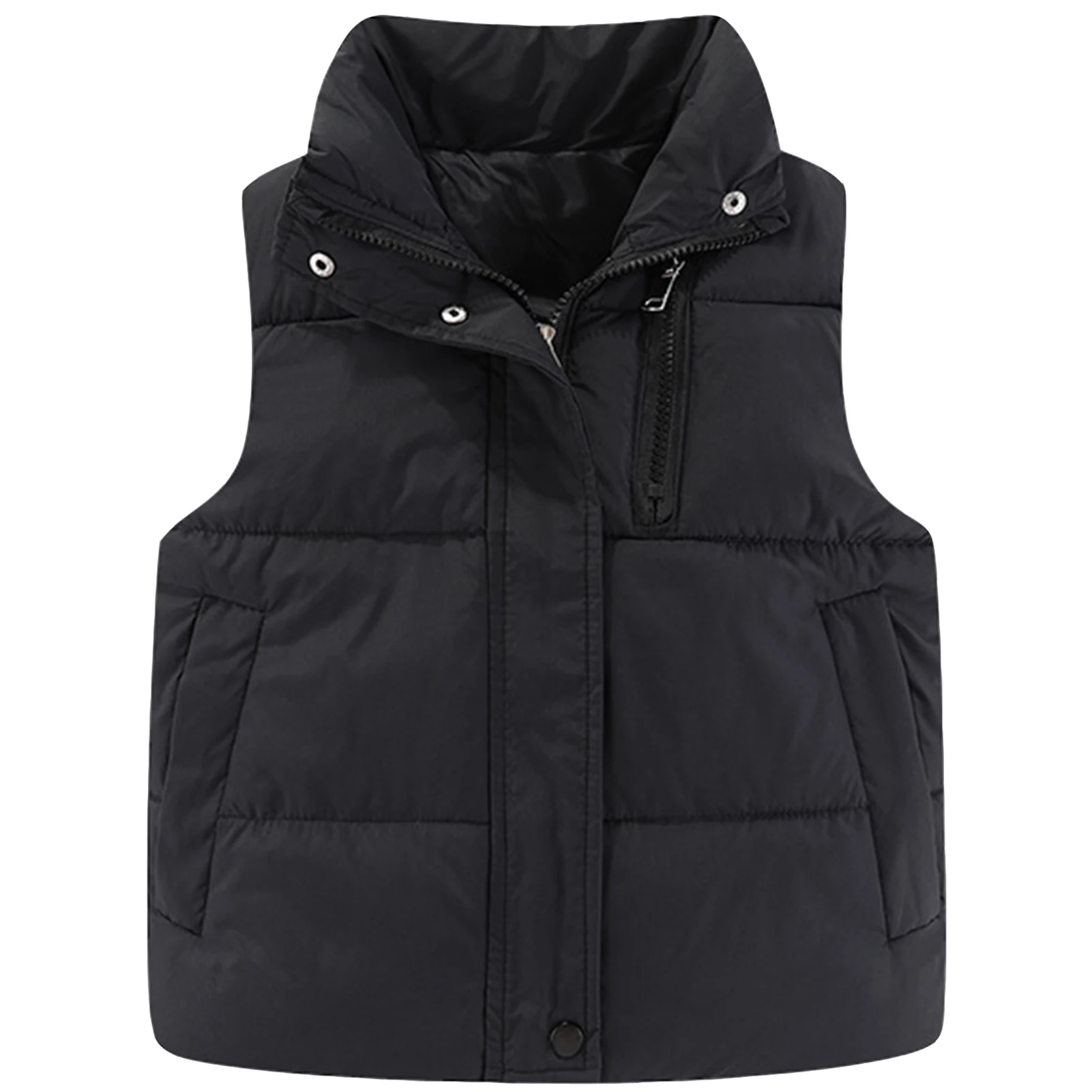 

Children's Down Cotton Jacket Girls Winter Vest Warm Sleeveless Fleece Boys Waistcoat Stand Collar Toddlers Quilted Coat