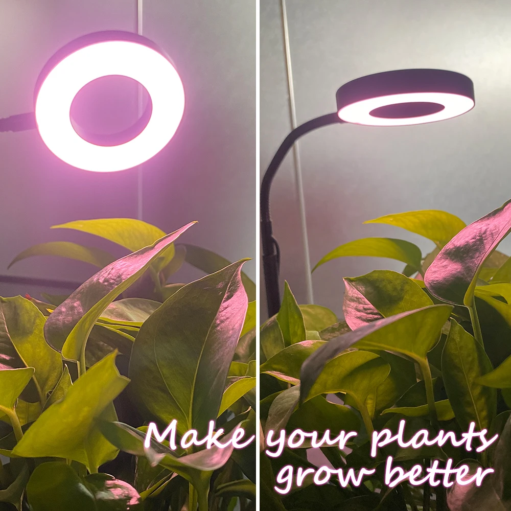 Indoor full spectrum plant growth light, adjustable adjustable gooseneck light, timer, 4 level brightness adjustable, small pot