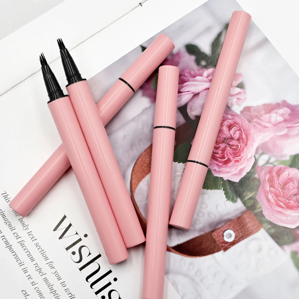 5-Farben-flüssiger Augenbrauenstift Private Label Wasserdicht Schnelltrocknend Langlebig Individuelles Logo Natürliches Make-up Großhandel Rosa Paket