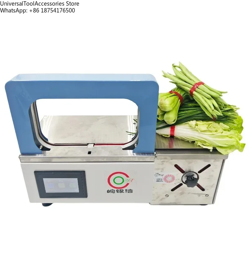 

Vegetables Tying Machine 12mm Wide Opp Film Strapping Banding Machine Heat Sealing Packaging Vegetable Bundles Machine