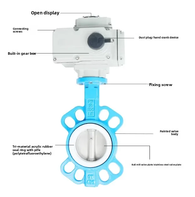 220V Electric Flange Ductile Iron Butterfly Valve D971X-16 Clamp Soft Seal Water Valve Actuator DN50 65 80 200