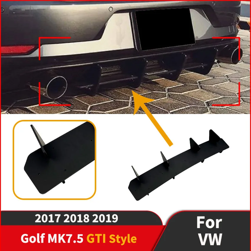 

For VW Golf MK7.5 GTI Style 2017 2018 2019 Car Rear Bumper Diffuser Wing Splitter Parts Auto Accessories Exterior Body Kits