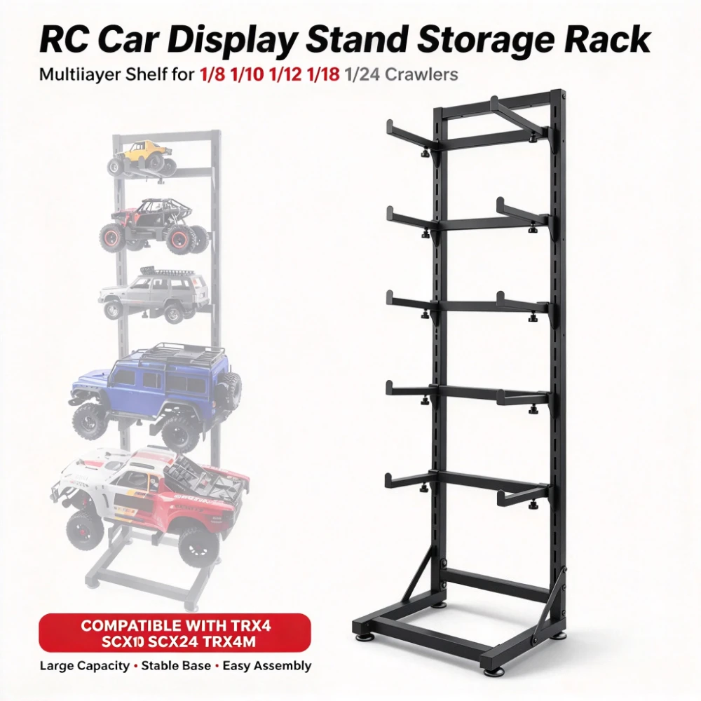 RC Car Display Stand Storage Rack Multilayer Shelf for 1/8 1/10 1/12 1/18 1/24 Crawlers Compatible with TRX4 SCX10 SCX24 TRX4M