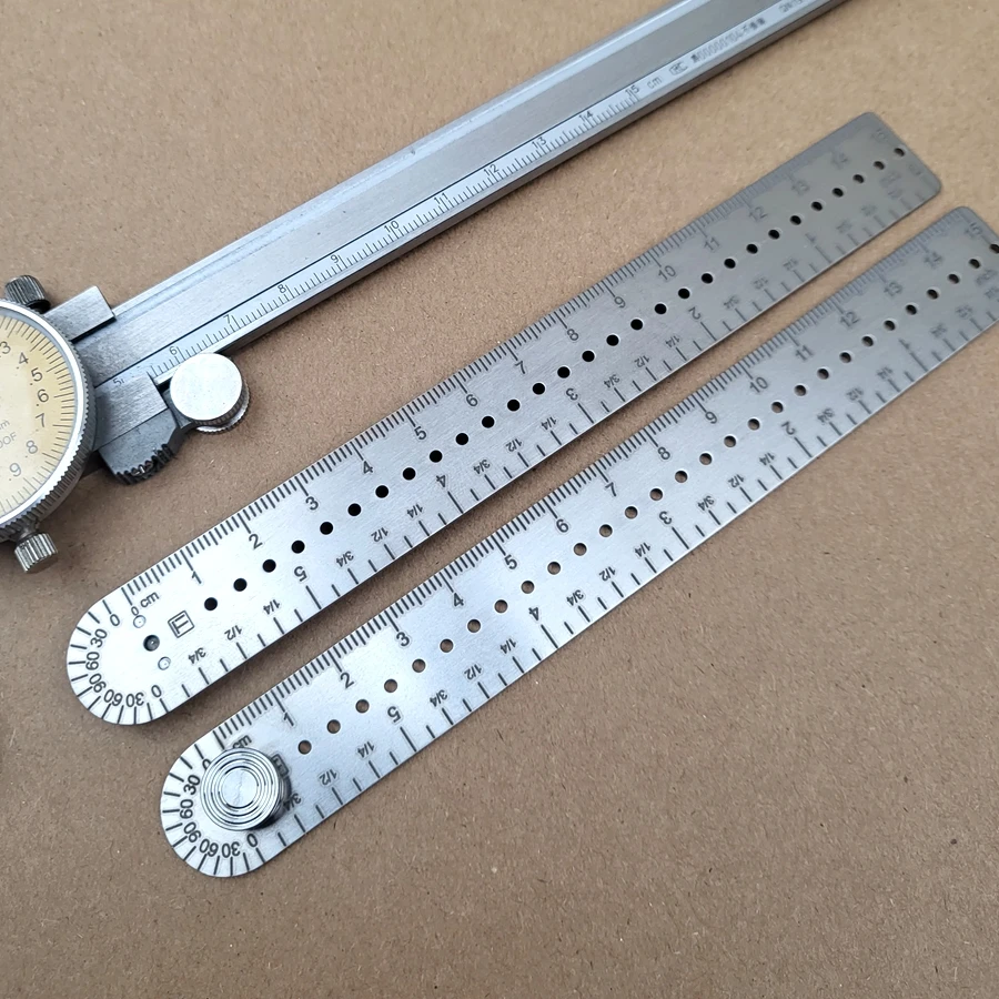 1PC EDC Tool Multifunctional Titanium Ruler Measuring Ruler Angle Ruler Circular Gauge Drawing Metric Inch Stationery