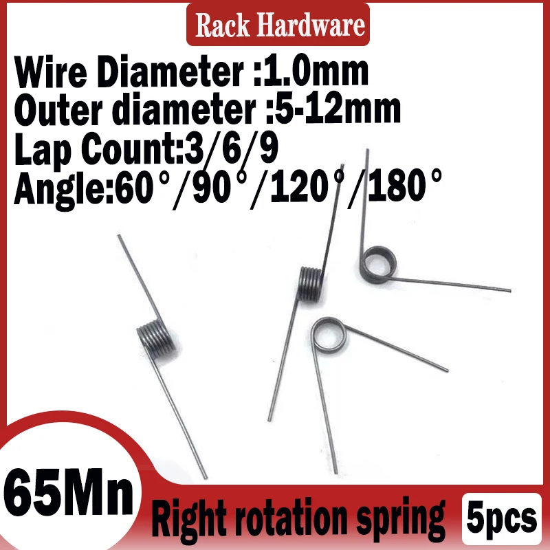 10Pcs 65Mn V-Shaped Torsion Springs 1.0mm Wire 60-180° Leg Angle High Carbon Steel for Machinery & DIY Customizable