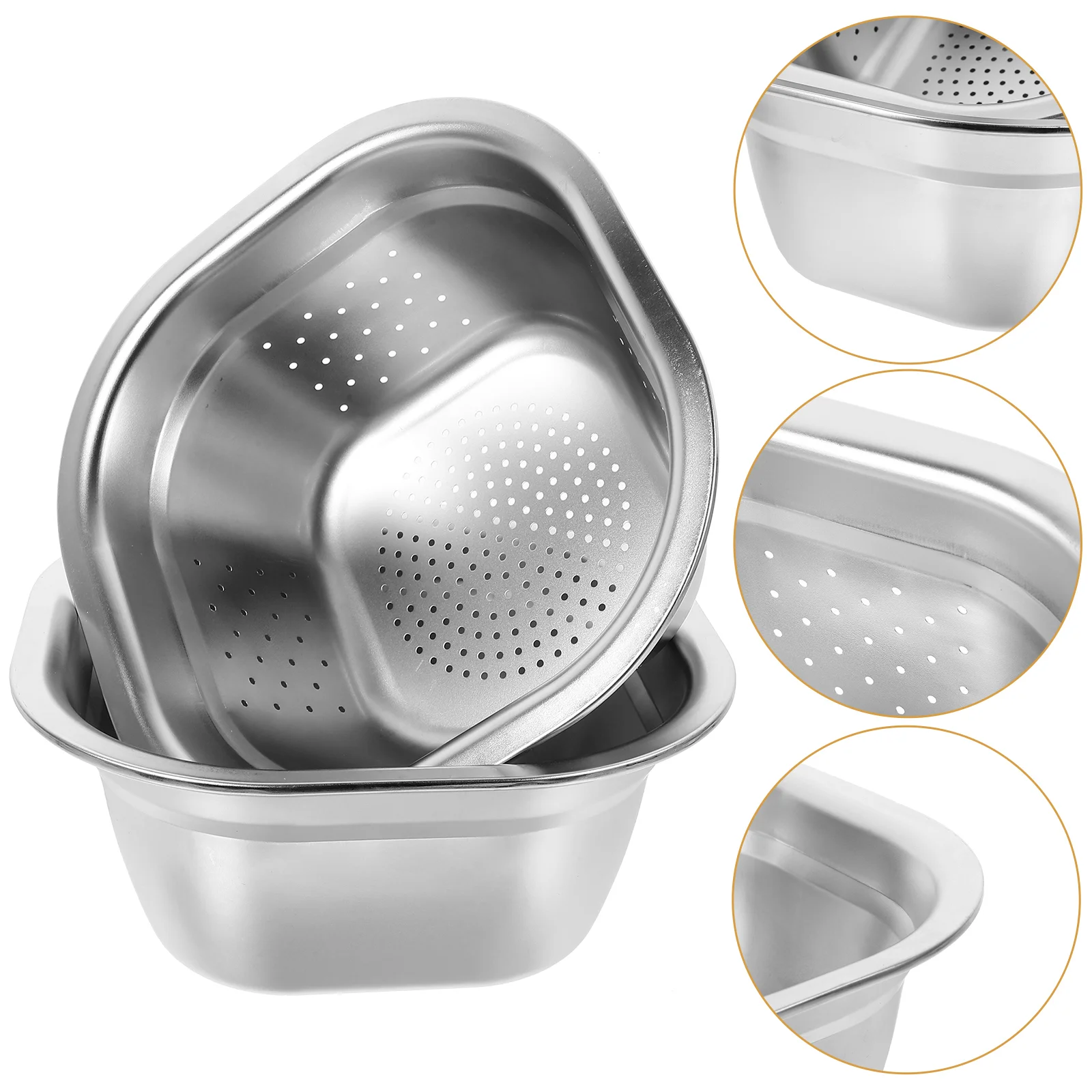 

Stainless Steel Drain Basket Fruits Washing Mixing Basin Colander Strainers Fine Mesh For Kitchen