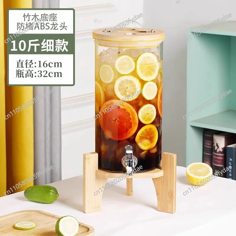 Glass cold water jug, cooler, juice/coke/drink bucket, heat-resistant container, lemon fruit tea canister, wine jar