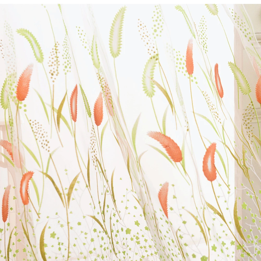 

Grass Sheer Window Screen Curtain Tear-Resistant Polyester Fabric Door Decor Window Curtain