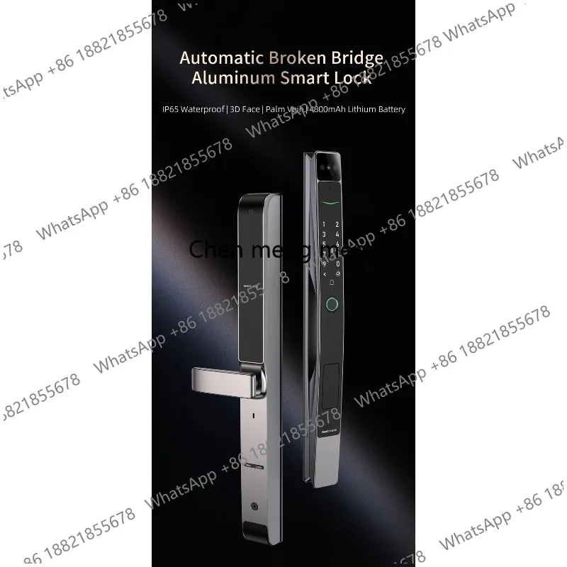 Electronic Smart Door Lock 3D Face Palm Vein Password Key Fingerprint Aluminum Sliding Door Waterproof Outdoor