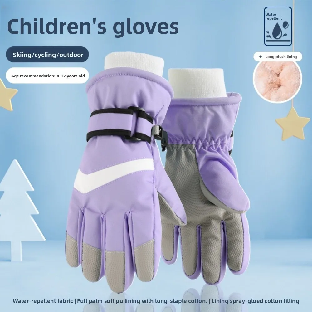 Portable Waterproof Winter Gloves Non-Slip Grip Windproof Snowboarding Gloves Thicken Breathable Cycling Gloves for Boys Girls