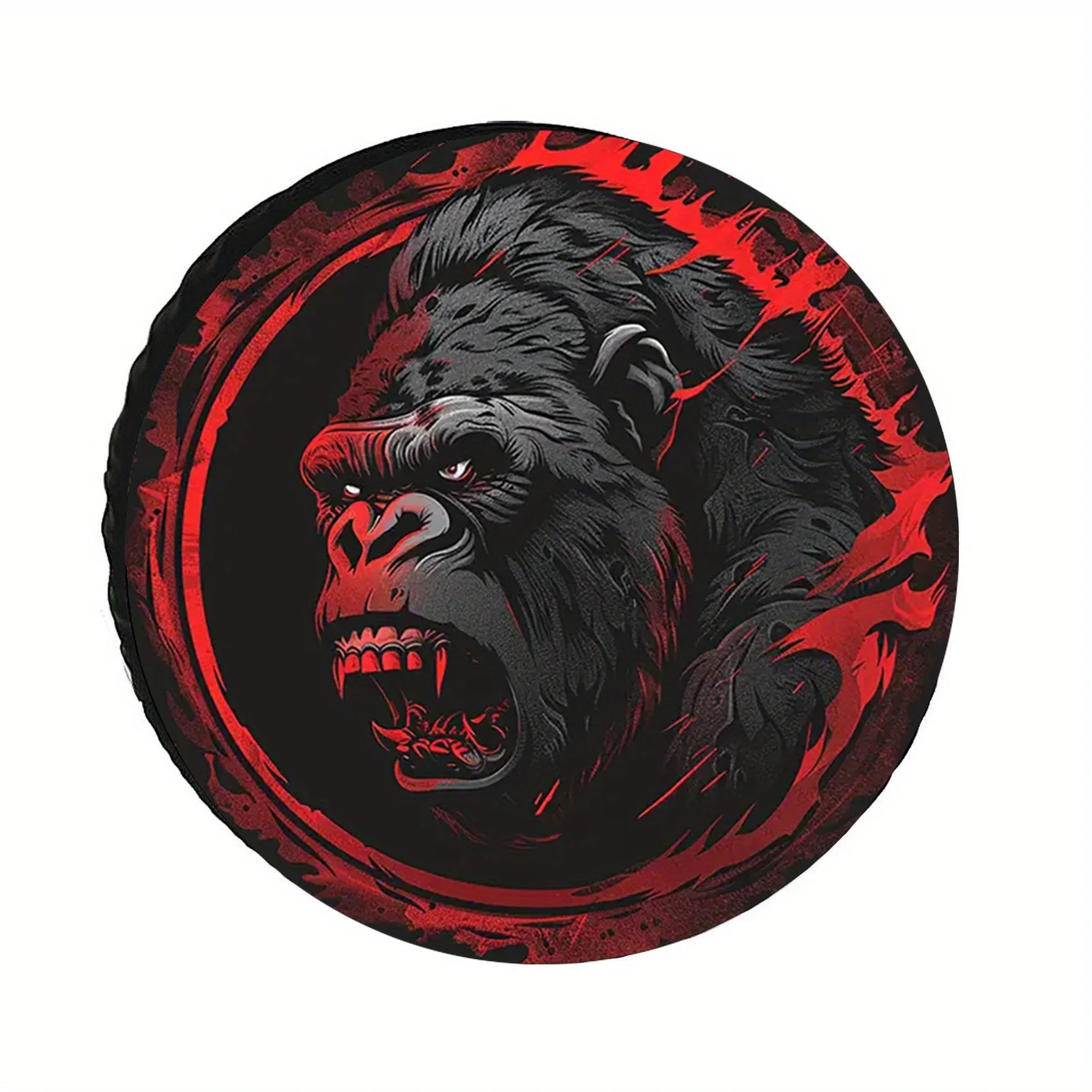 Comic Style Red Gorilla Pattern Fit For Home Car, Off-Road Vehicle, RV, Travel Car Multi-Functional Spare Tire Cover, 28/30/32/3