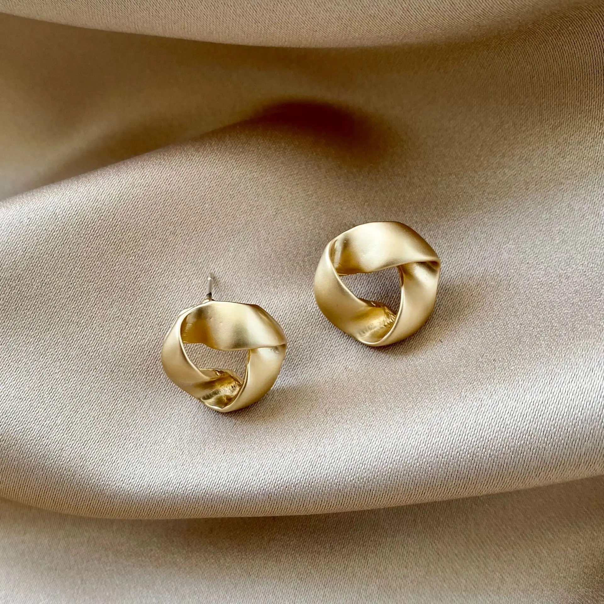 Stud Earrings Knot Triangular Matte Finish Minimalist Silver Post Sleek Lightweight Versatile Elegant Daily Office Party Gift