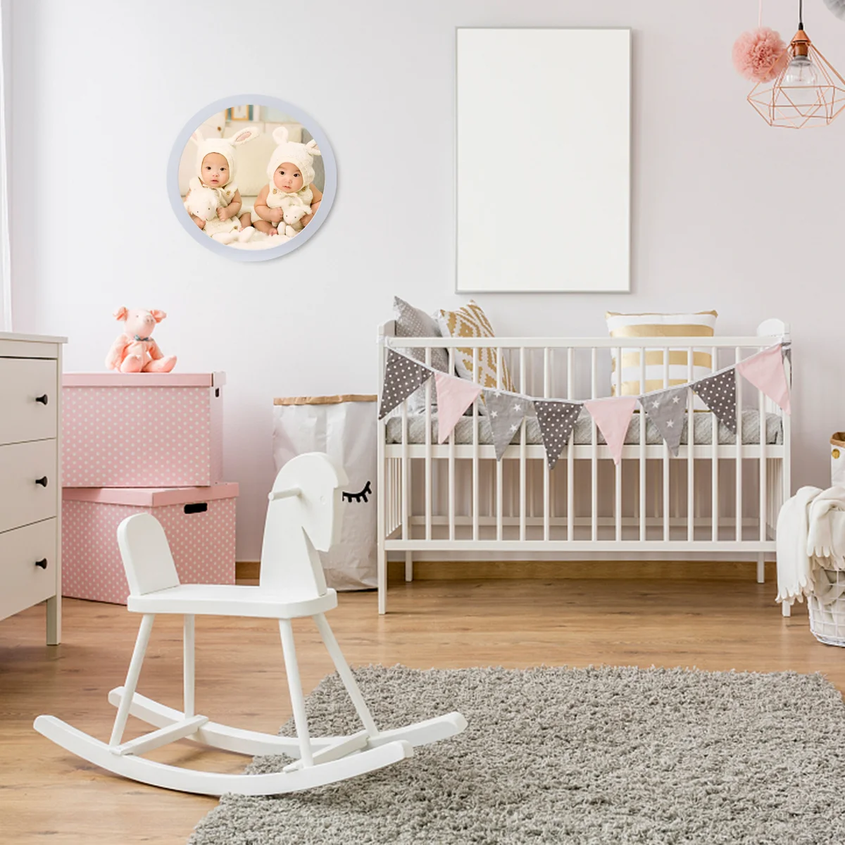 

Circle Picture Frame Large Wooden Round Photo Table Top Easels for Painting Creative Wall