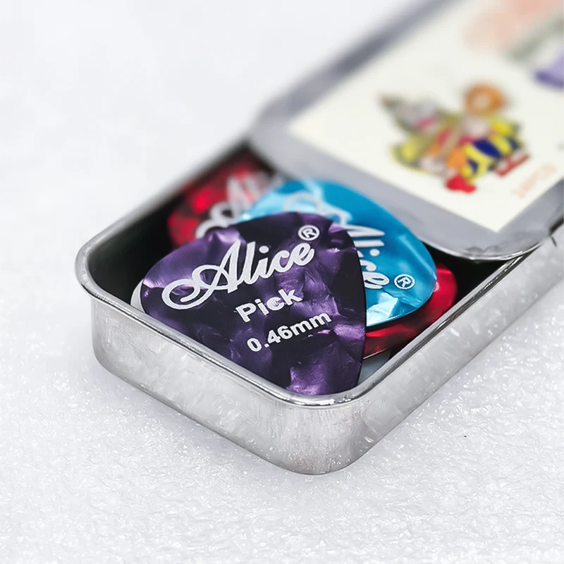 24pcs Alice Boxed Guitar Picks, Mixed Thickness 0.46/0.71/0.81mm Celluloid, Random Color for Acoustic Electric Guitar