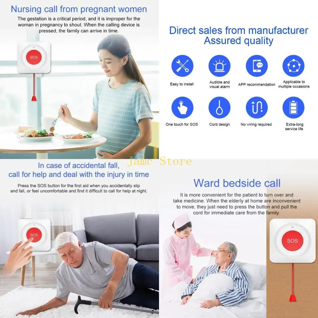 

LX0B Руковолочная кнопка беспроводной аварийной вызовы, система оповещения с высокой чувствительностью для старших учеников