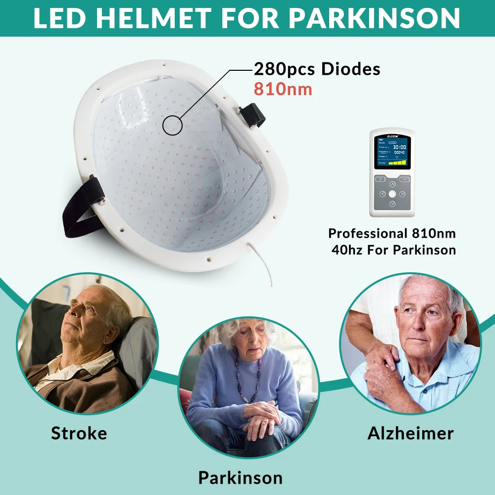 Tms Brain Therapy Device Alzheimer's Parkinson's Neuromodulator LED 810nm PBM Helmet 1-20000Hz Adjustable 280 Diodes Home Use