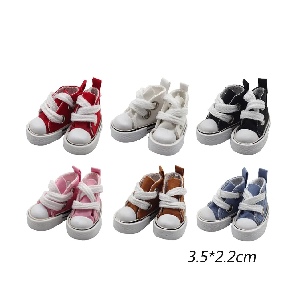 1 Pair 3.5cm Fashion Mini Canvas Shoes Mini Kawaii Fashion Casual Canvas Shoes Cute Colorful Mini Canvas Shoes DIY