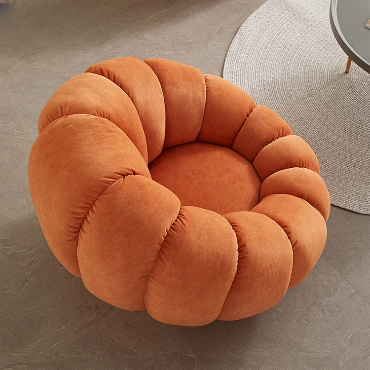 WISEMAX FURNITURE Teddy fabric living room furniture Cozy Pumpkin Shape Sofa Chairs Living Room Velvet  Kids/Children