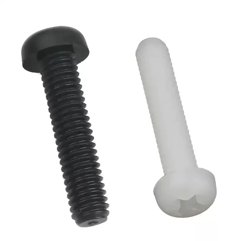 M5 M6 M8 أسود/أبيض النايلون البلاستيك فيليبس عموم رئيس مسامير معزول فيليبس عموم رئيس الصليب مسامير مستديرة البراغي