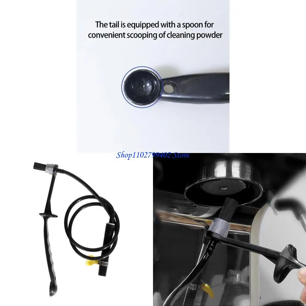 547F Commercial Grade Espresso Portafilter Cleaning Brush Flexible 90cm Hose Removable Brush Head For Coffee Machine Steam Wand