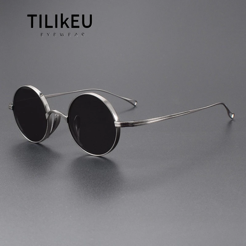 

Japanese Brand Pure Titanium Retro Small Round Frame Sunscreen Sunglasses Classic Men Women Fashion Travel Fishing UV Sunglasses