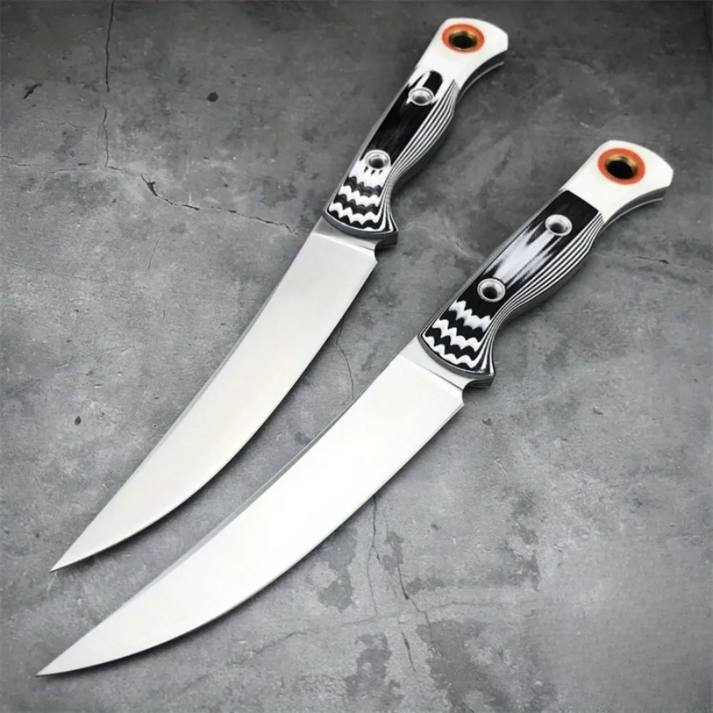 High-hardness Outdoor Straight Knife It Features A D2 Steel Blade and A Two-color G10 Handle A Portable EDC Pocket Survival Tool