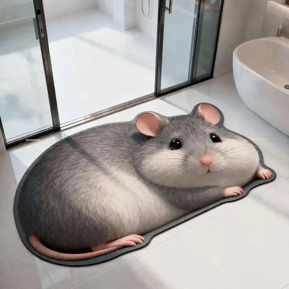 Cute 2D Hamster-Shaped Area Rug Anti-fouling Easy To Clean Home Decor Carpet Non-Slip Cartoon Carpet Living Rooms