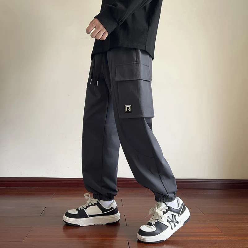 

Men Sport Pant Quick-drying Breathable Casual Cargo Pant Boy Versatile Men Summer Thin Trouser Youth Elastic Drawstring Legging