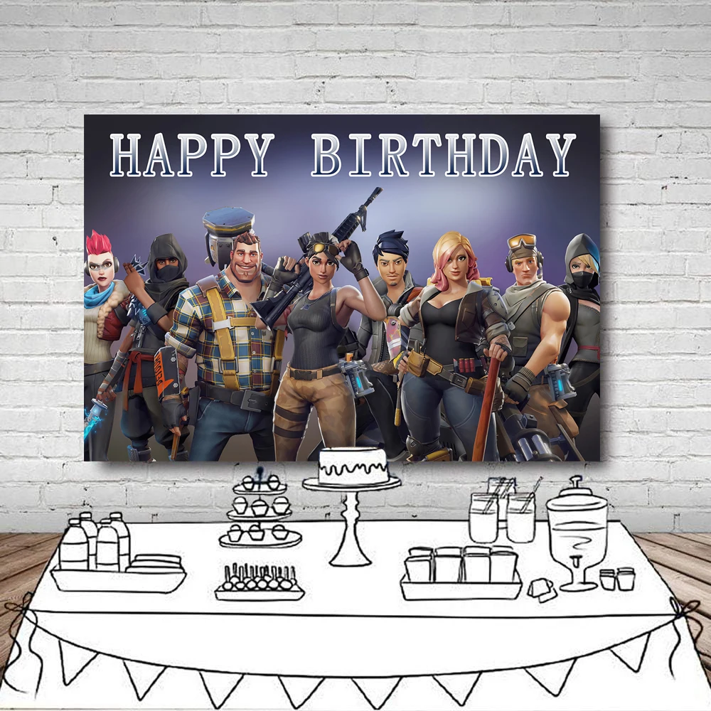 Fortnite Shooting Game Birthday Party Supplies Backdrop Hot Game Poste Boy Decoration Background Photography Props Kid Gifts view 2