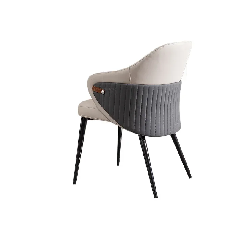 

Light luxury dining chair, home armrest banquet hotel chair designer leather soft bag back chair