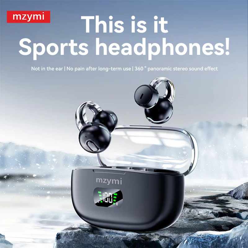 

mzymi S39 Open Ear Headphones Bluetooth 5.4 Sports Earphones TWS Wireless Earbuds LED Display Waterproof Headest For XIAOMI