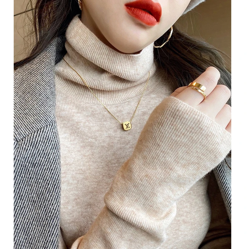 Autumn Winter Turtleneck Women Knitted Sweater New Long Sleeve Loose Pullover Knit Tops Casual Solid Color Basic Bottom Jumper