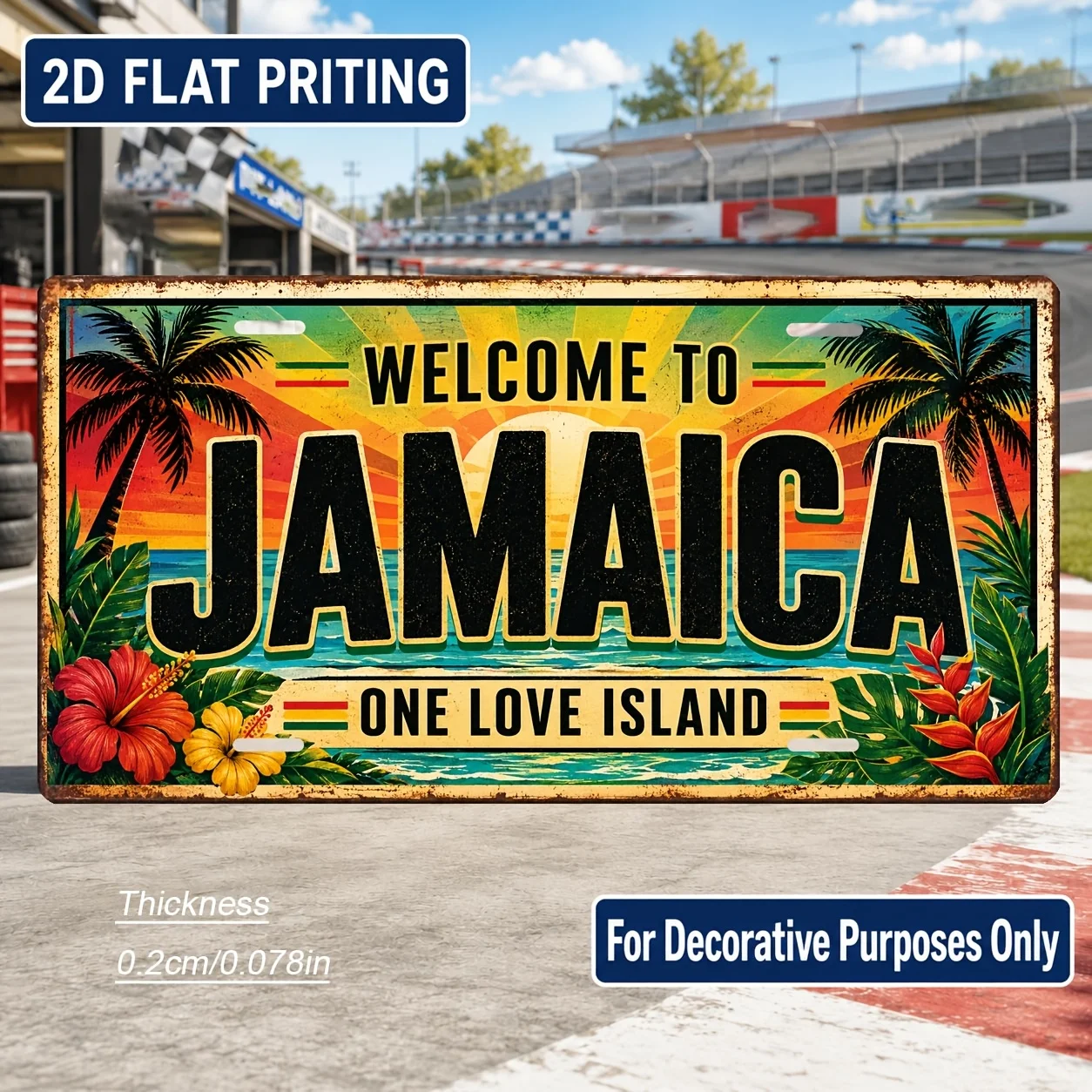 2D Flat, [2D Flat] 2D Flat, 1pc, Jamaica-themed Vintage Sign, for Decorative Use Only, Home Decor, Birthday Gift, Vintage Wal